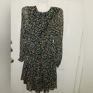 Tommy Hilfiger Green Black & Tan Camo Long Sleeve Dress Sz 10P NWOT